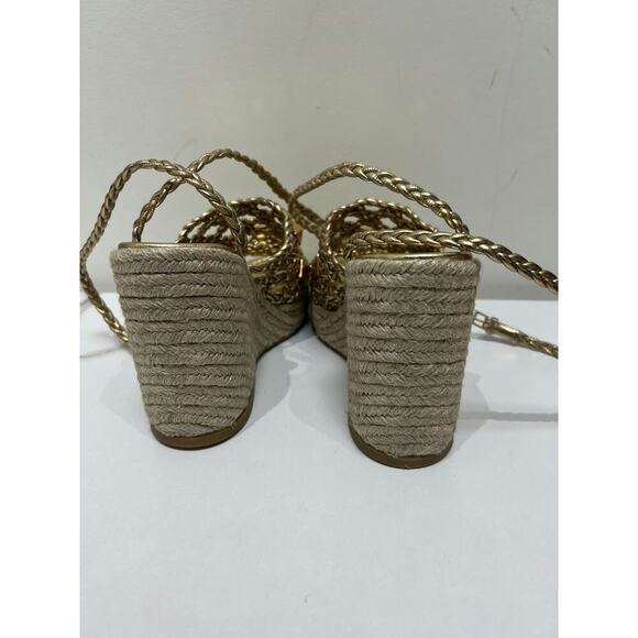 Valentino Garavani Gold Studded Espadrille Wedges - Size 38,5 - Picture 3 of 6